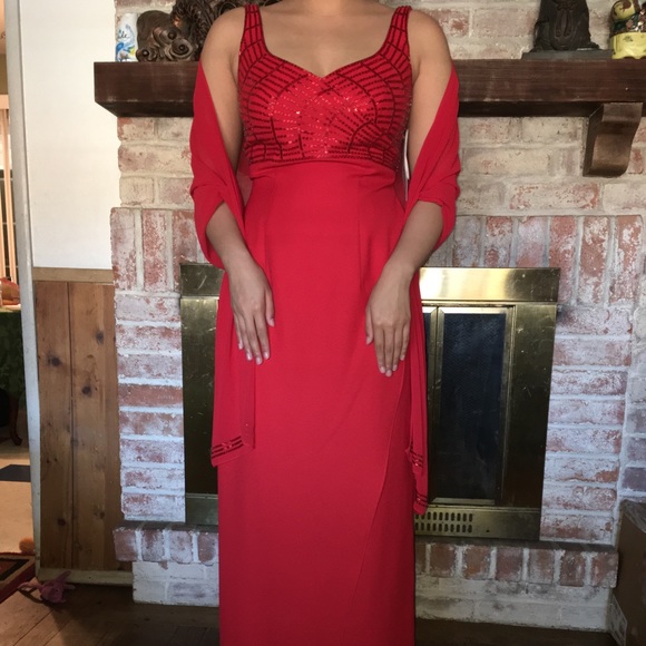 red dress shawl